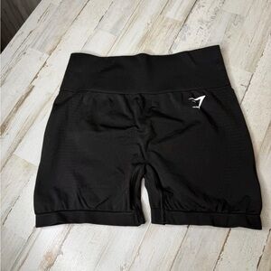 Gymshark Black High-Waist Bike Shorts with White Logo